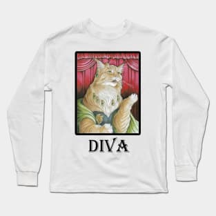 The Cat Singer - Diva Quote - Black Outlined Version Long Sleeve T-Shirt